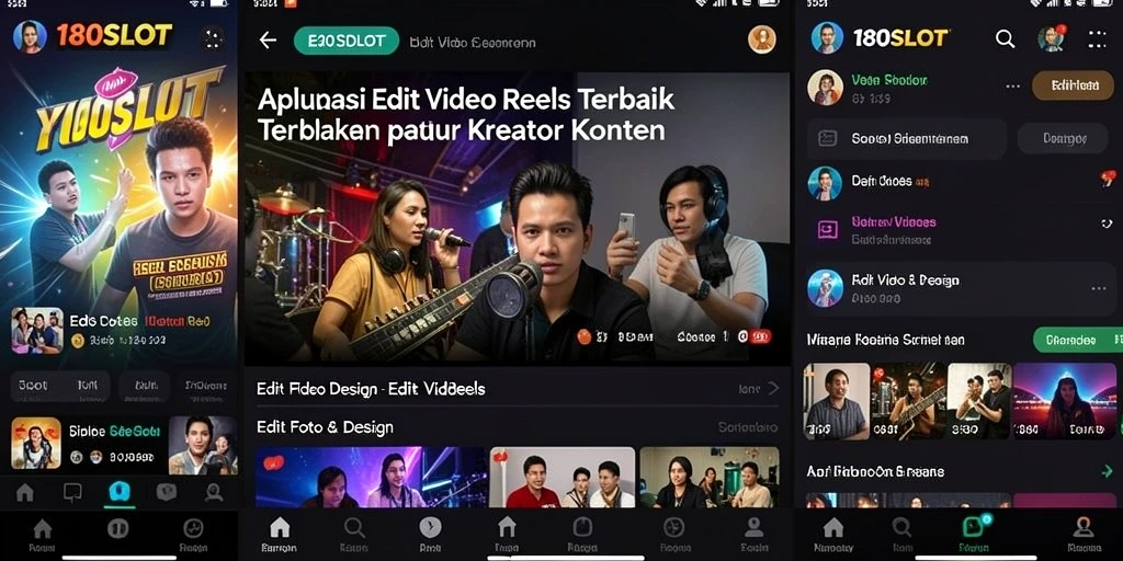 Antarmuka intuitif dari aplikasi Edit Video Reels 180SLOT.