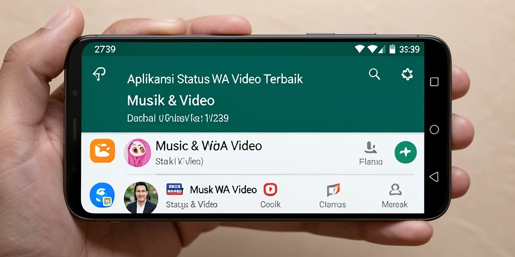Tampilan antarmuka aplikasi 2739 yang menarik untuk Status WA Video.