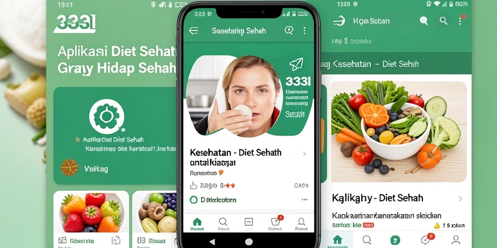 Tampilan antarmuka aplikasi Diet Sehat yang menarik dan fungsional.