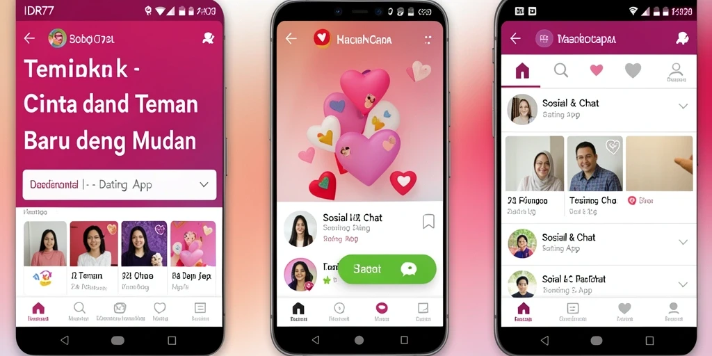 Antarmuka IDR77 yang modern dan intuitif untuk Dating App.