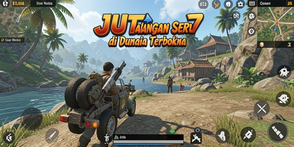 Tampilan antarmuka yang menarik dari JUTA7 di dunia terbuka.