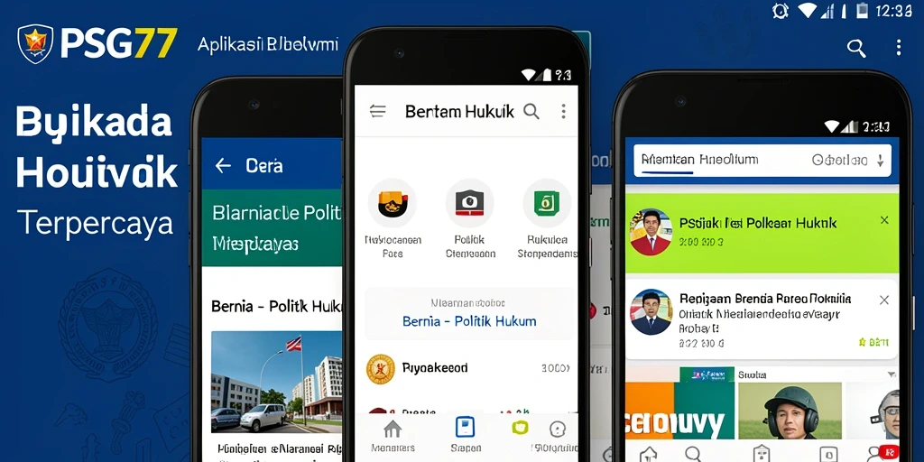 Antarmuka aplikasi PSG77 menampilkan berita politik hukum yang relevan.