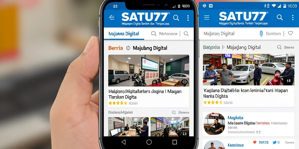 Antarmuka menawan dan fungsional dari SATU77 aplikasi Majalah Digital.