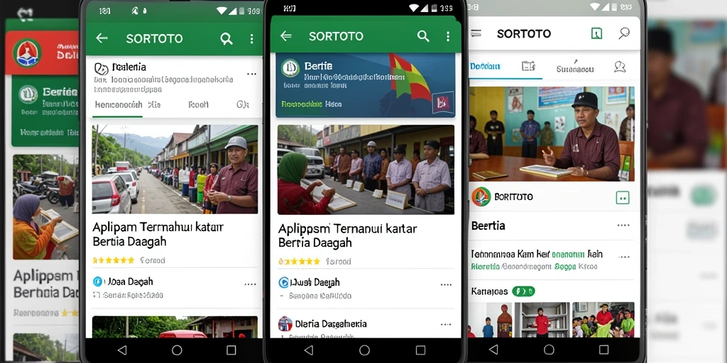 Antarmuka aplikasi SORTOTO untuk berita daerah yang informatif.