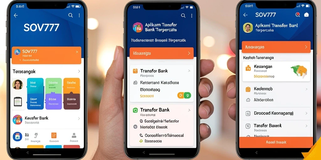Tampilan antarmuka SOV777 yang intuitif untuk transfer bank.