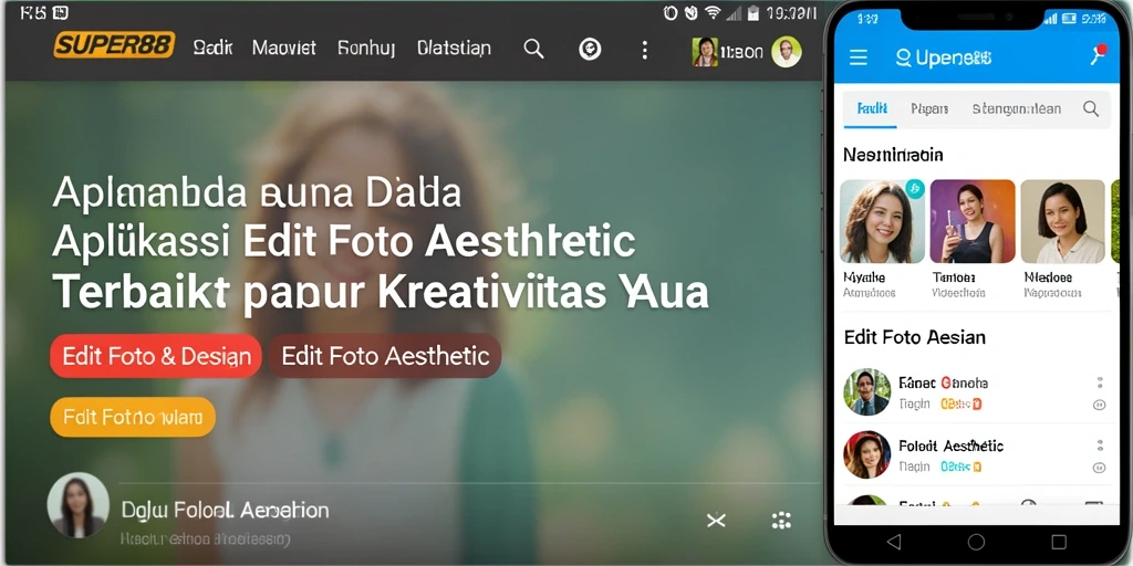Antarmuka pengguna SUPER88 yang eye-catching dan fungsional untuk editing foto aesthetic.