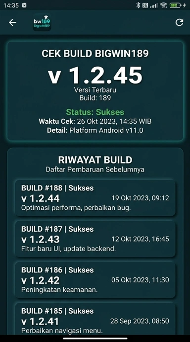 Riwayat Versi Aplikasi bigwin189 untuk Android